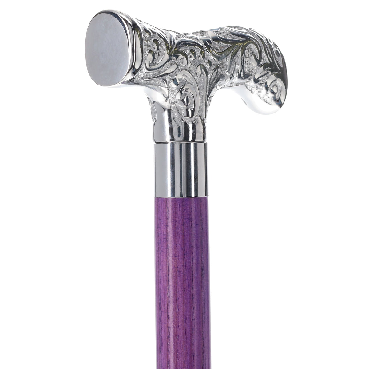 Exclusive Joker-Inspired Chrome T-Shape Cane: Stained Shaft Plated Handle Walking Canes - Tophatter Daily Deals