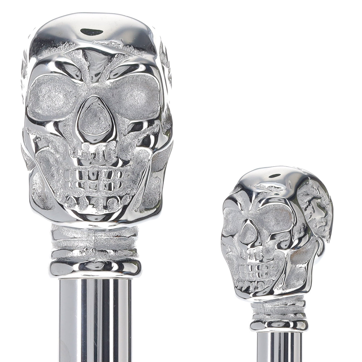 Skull Premium Chrome Brass Handle Cane: Custom Shaft & Collar Skull Walking Canes Dragon Walking Canes - Tophatter Daily Deals