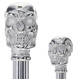 Skull Premium Chrome Brass Handle Cane: Custom Shaft & Collar Skull Walking Canes Dragon Walking Canes - Tophatter Daily Deals
