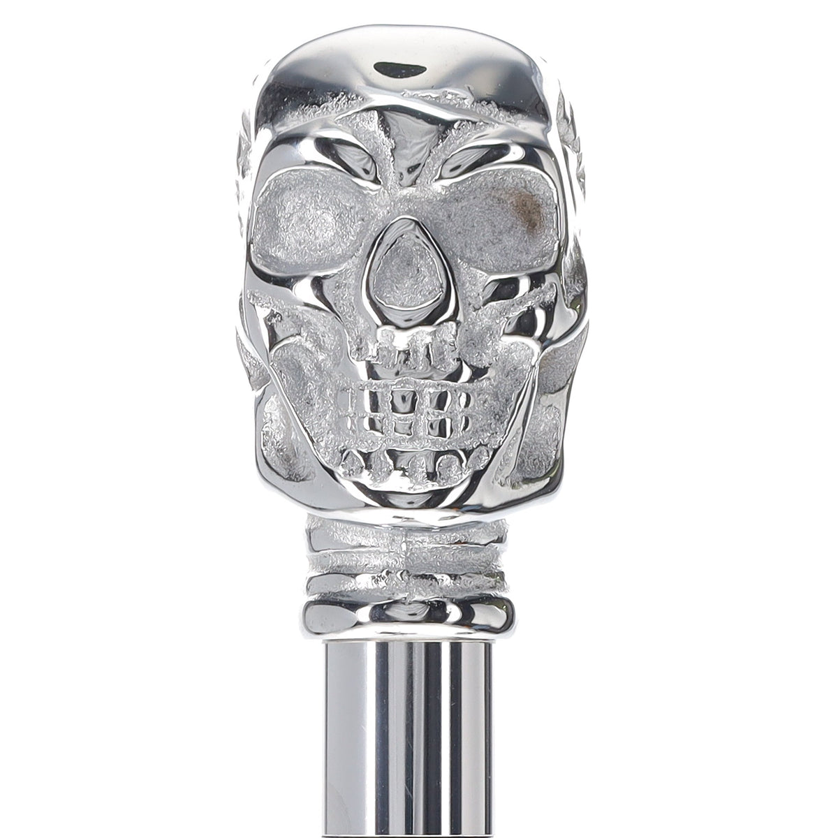Skull Premium Chrome Brass Handle Cane: Custom Shaft & Collar Skull Walking Canes Dragon Walking Canes - Tophatter Daily Deals