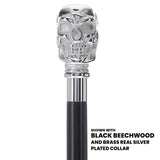 Skull Premium Chrome Brass Handle Cane: Custom Shaft & Collar Skull Walking Canes Dragon Walking Canes - Tophatter Daily Deals