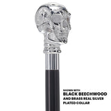 Skull Premium Chrome Brass Handle Cane: Custom Shaft & Collar Skull Walking Canes Dragon Walking Canes - Tophatter Daily Deals