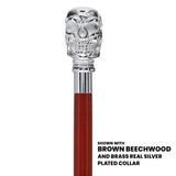 Skull Premium Chrome Brass Handle Cane: Custom Shaft & Collar Skull Walking Canes Dragon Walking Canes - Tophatter Daily Deals