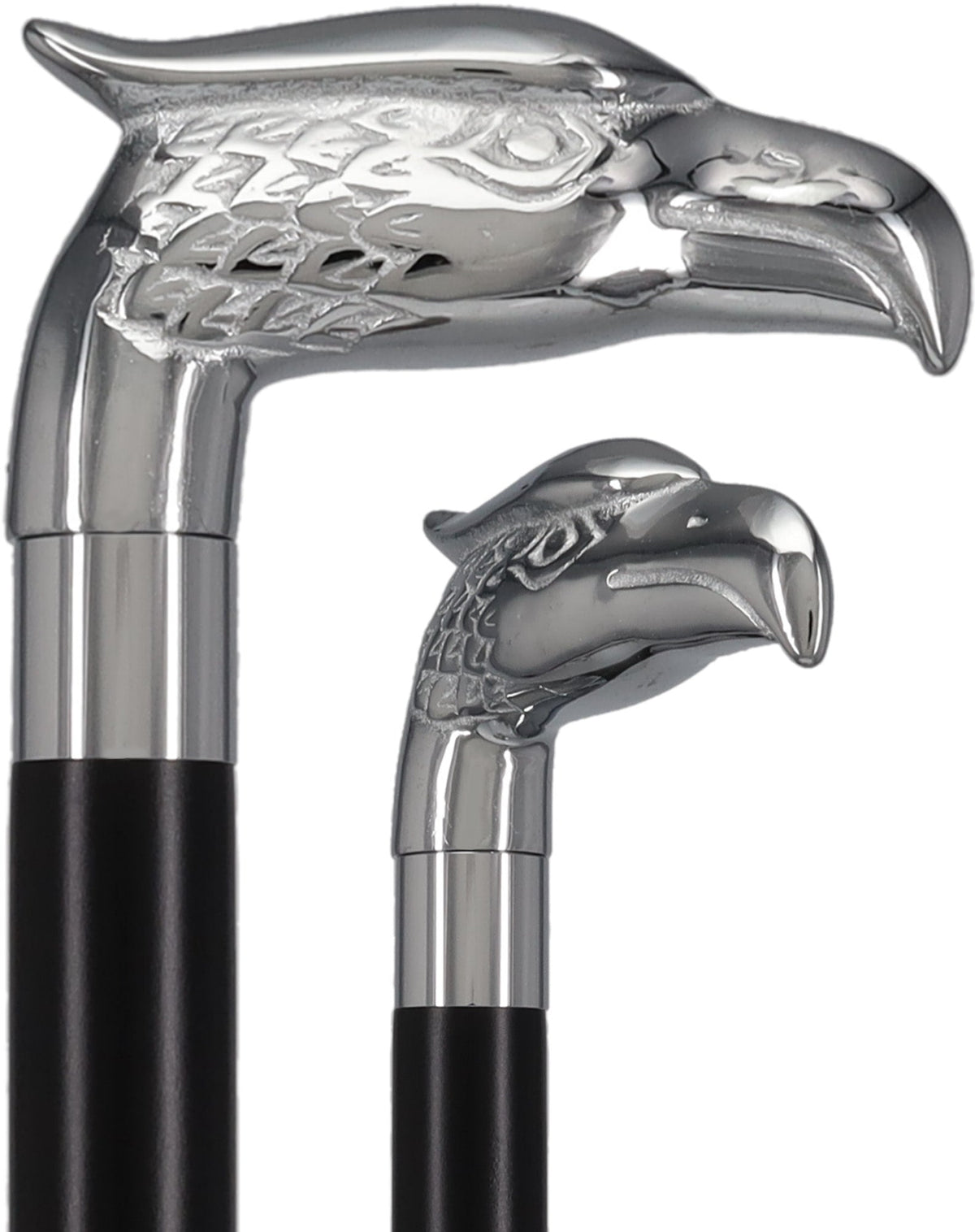 Eagle Premium Chrome Brass Handle Cane: Custom Shaft & Collar Bird Walking Canes - Tophatter Daily Deals