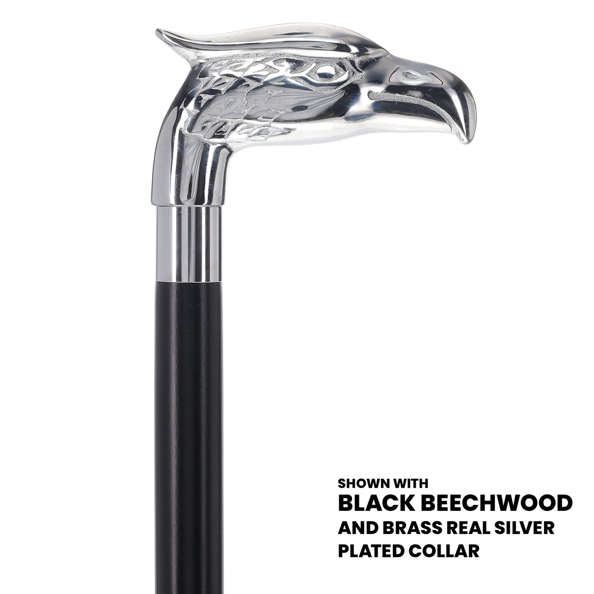 Eagle Premium Chrome Brass Handle Cane: Custom Shaft & Collar Bird Walking Canes - Tophatter Daily Deals