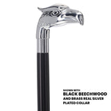 Eagle Premium Chrome Brass Handle Cane: Custom Shaft & Collar Bird Walking Canes - Tophatter Daily Deals