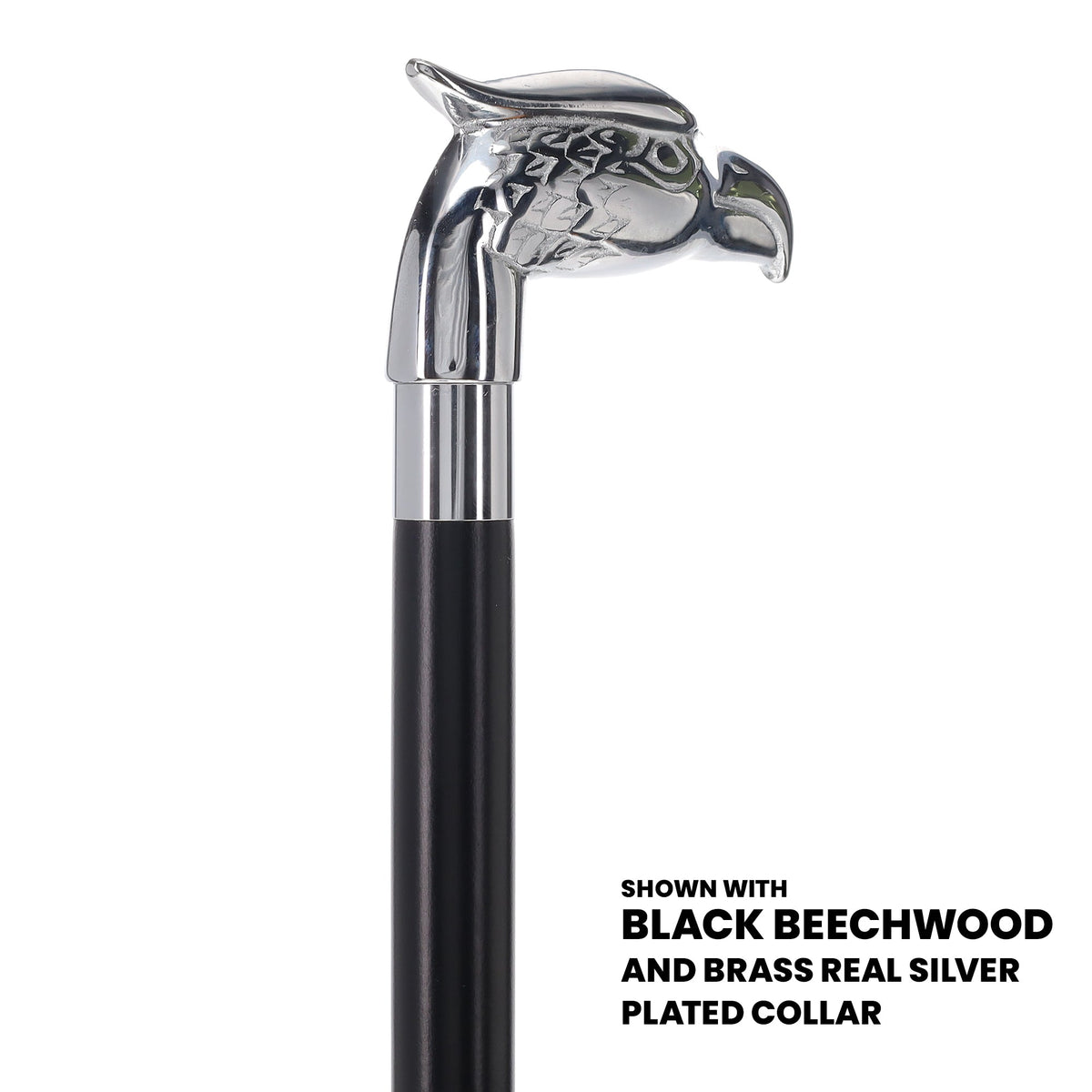 Eagle Premium Chrome Brass Handle Cane: Custom Shaft & Collar Bird Walking Canes - Tophatter Daily Deals