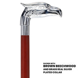 Eagle Premium Chrome Brass Handle Cane: Custom Shaft & Collar Bird Walking Canes - Tophatter Daily Deals