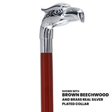 Eagle Premium Chrome Brass Handle Cane: Custom Shaft & Collar Bird Walking Canes - Tophatter Daily Deals