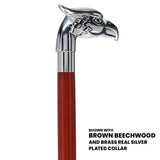 Eagle Premium Chrome Brass Handle Cane: Custom Shaft & Collar Bird Walking Canes - Tophatter Daily Deals