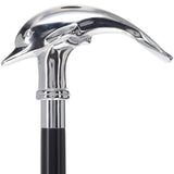 Dolphin Premium Chrome Brass Cane: Custom Shaft & Collar Plated Handle Walking Canes - Tophatter Daily Deals