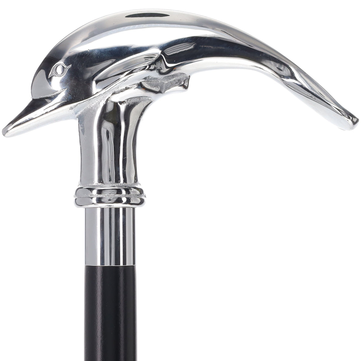 Dolphin Premium Chrome Brass Cane: Custom Shaft & Collar Plated Handle Walking Canes - Tophatter Daily Deals