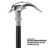 Dolphin Premium Chrome Brass Cane: Custom Shaft & Collar Plated Handle Walking Canes - Tophatter Daily Deals