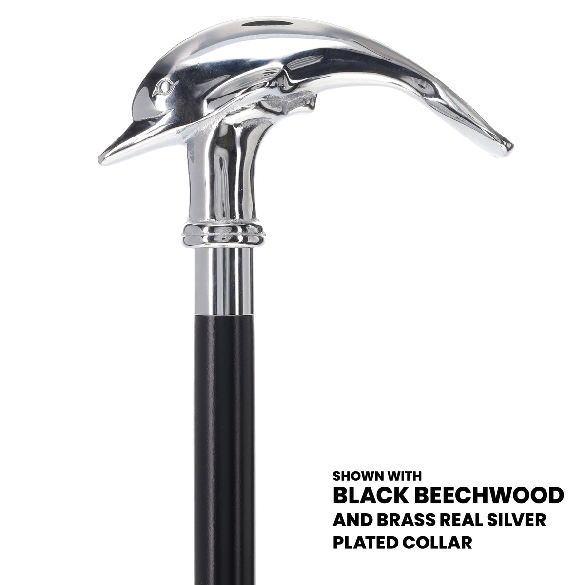 Dolphin Premium Chrome Brass Cane: Custom Shaft & Collar Plated Handle Walking Canes - Tophatter Daily Deals