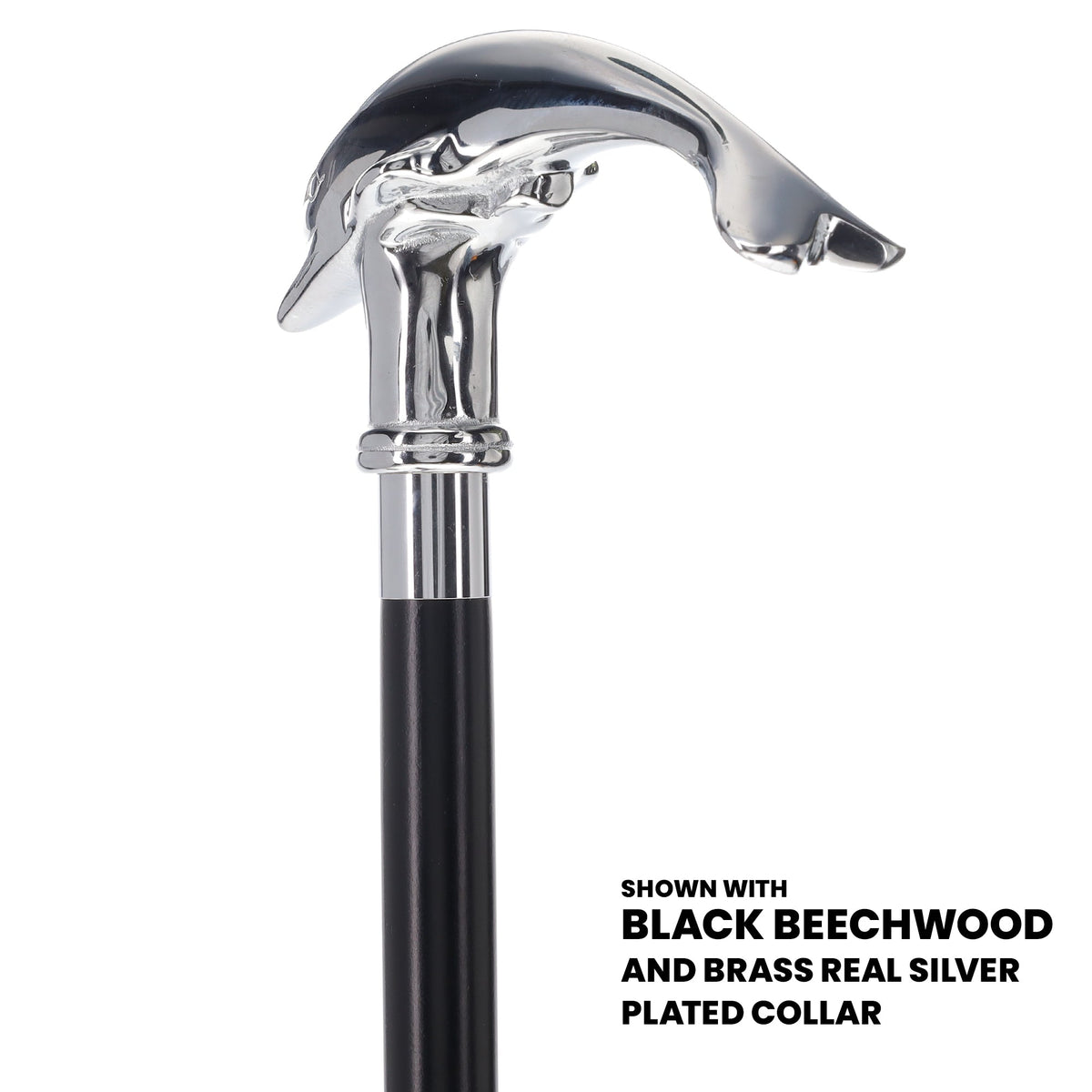 Dolphin Premium Chrome Brass Cane: Custom Shaft & Collar Plated Handle Walking Canes - Tophatter Daily Deals