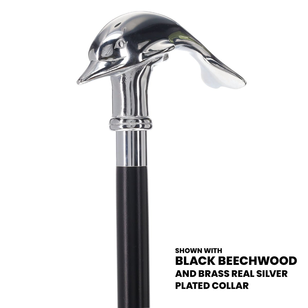 Dolphin Premium Chrome Brass Cane: Custom Shaft & Collar Plated Handle Walking Canes - Tophatter Daily Deals