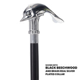 Dolphin Premium Chrome Brass Cane: Custom Shaft & Collar Plated Handle Walking Canes - Tophatter Daily Deals
