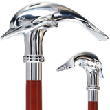 Dolphin Premium Chrome Brass Cane: Custom Shaft & Collar Plated Handle Walking Canes - Tophatter Daily Deals