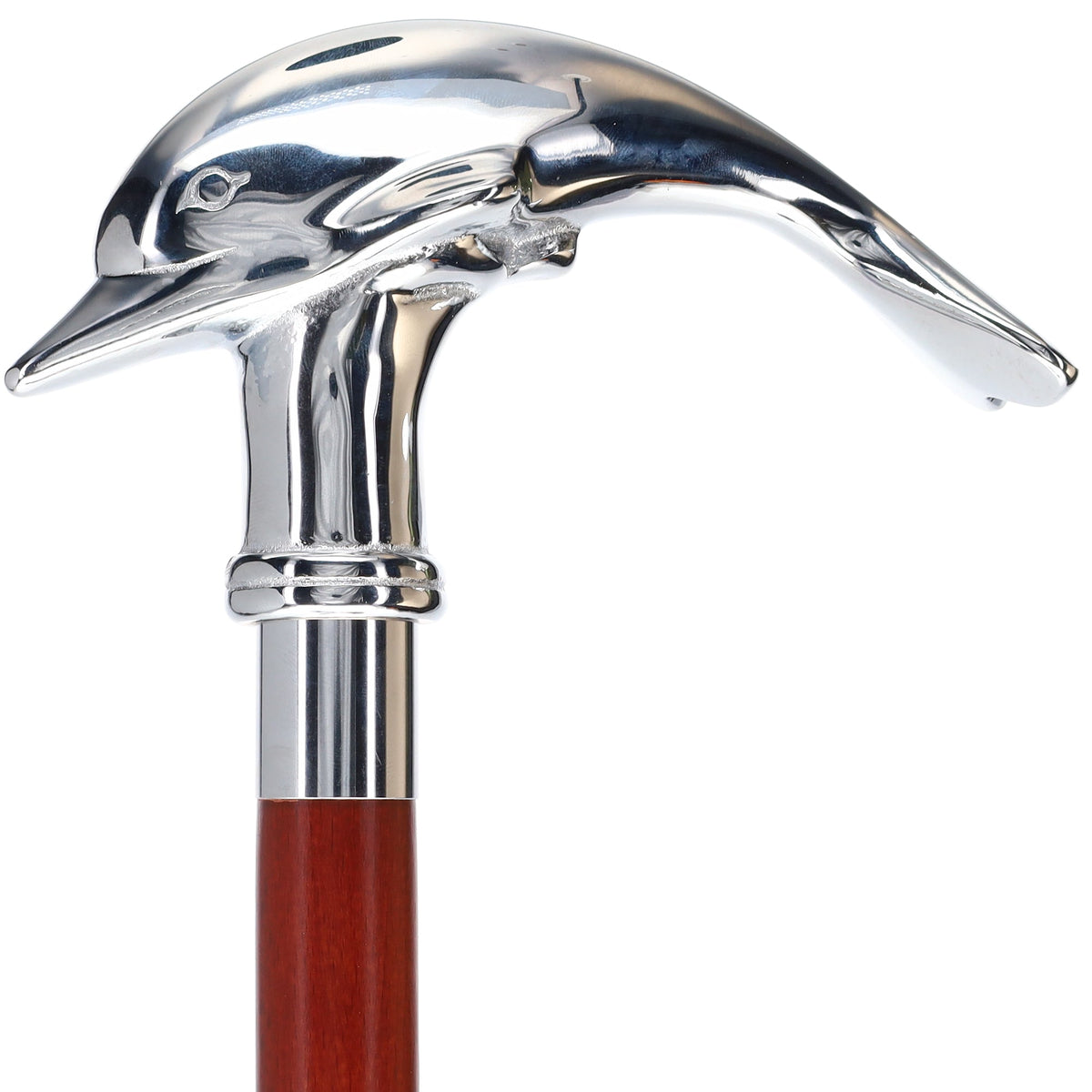 Dolphin Premium Chrome Brass Cane: Custom Shaft & Collar Plated Handle Walking Canes - Tophatter Daily Deals