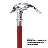 Dolphin Premium Chrome Brass Cane: Custom Shaft & Collar Plated Handle Walking Canes - Tophatter Daily Deals