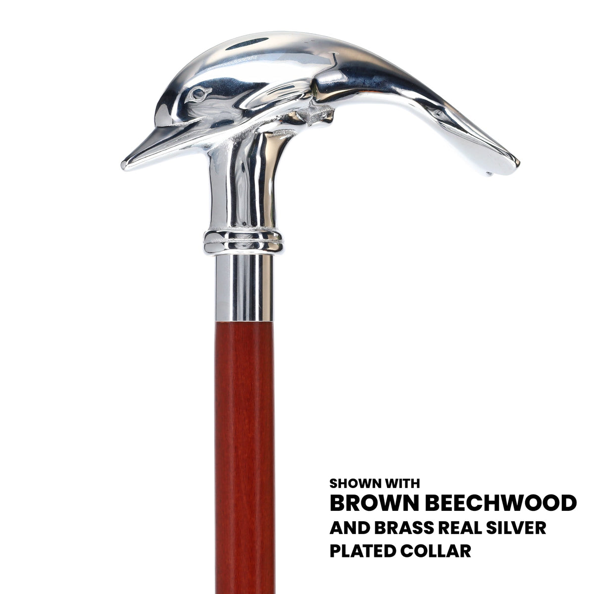 Dolphin Premium Chrome Brass Cane: Custom Shaft & Collar Plated Handle Walking Canes - Tophatter Daily Deals