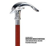 Dolphin Premium Chrome Brass Cane: Custom Shaft & Collar Plated Handle Walking Canes - Tophatter Daily Deals