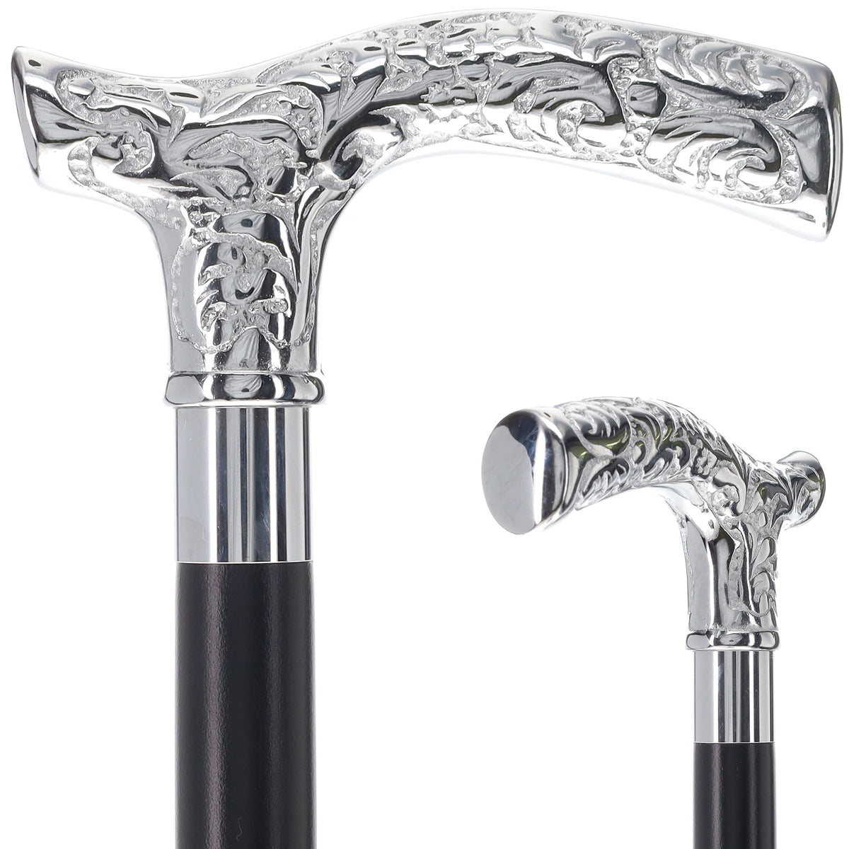 Fritz Premium Chrome Brass Cane: Custom Shaft & Collar Plated Handle Walking Canes - Tophatter Daily Deals