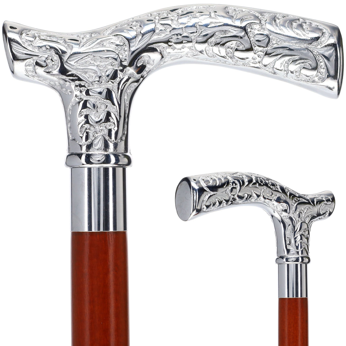 Fritz Premium Chrome Brass Cane: Custom Shaft & Collar Plated Handle Walking Canes - Tophatter Daily Deals