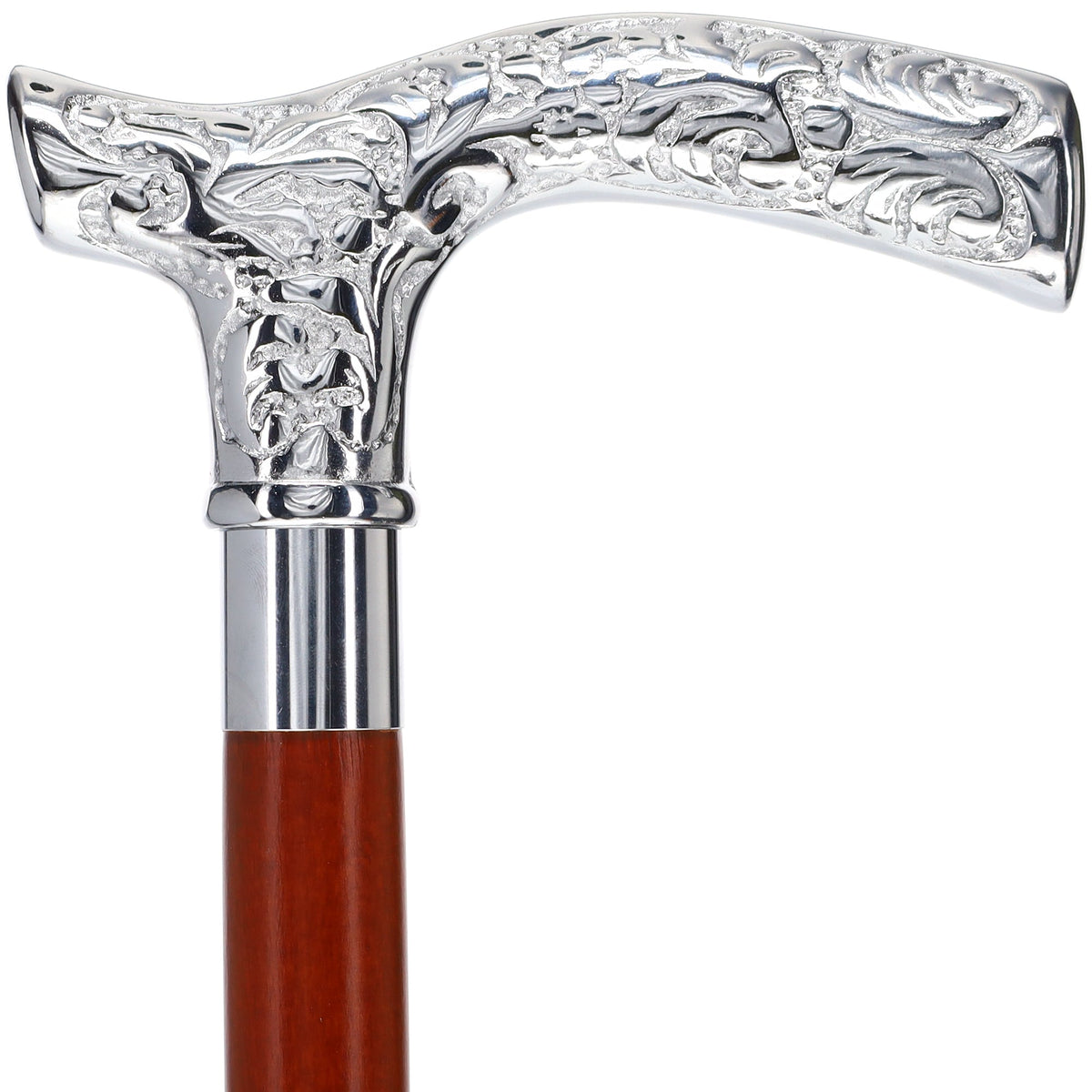 Fritz Premium Chrome Brass Cane: Custom Shaft & Collar Plated Handle Walking Canes - Tophatter Daily Deals