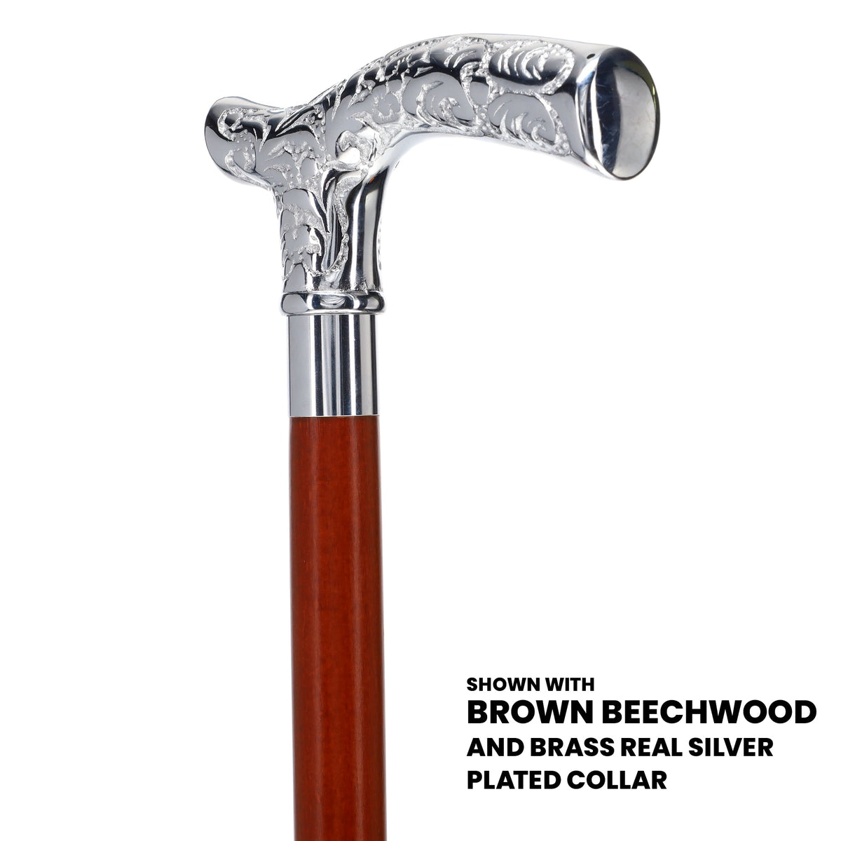 Fritz Premium Chrome Brass Cane: Custom Shaft & Collar Plated Handle Walking Canes - Tophatter Daily Deals