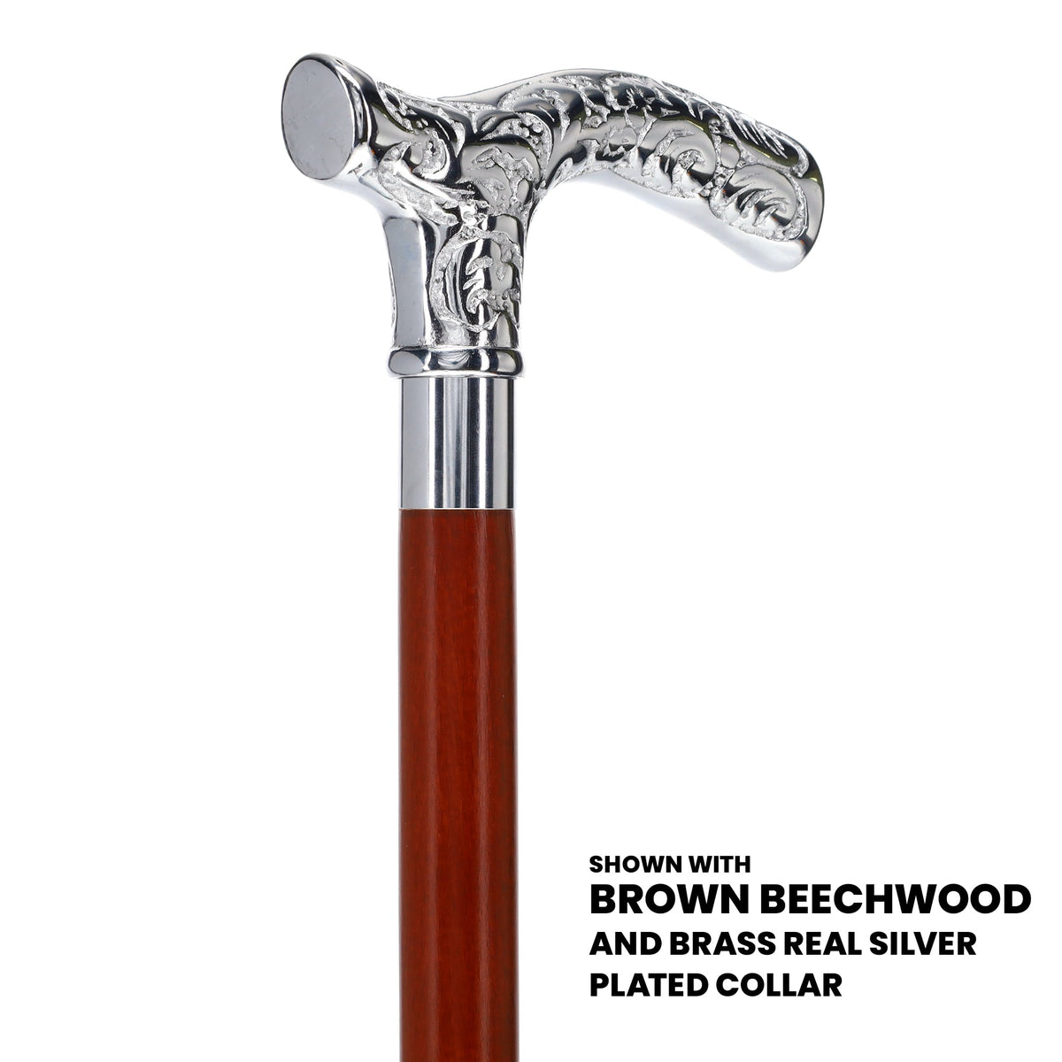 Fritz Premium Chrome Brass Cane: Custom Shaft & Collar Plated Handle Walking Canes - Tophatter Daily Deals