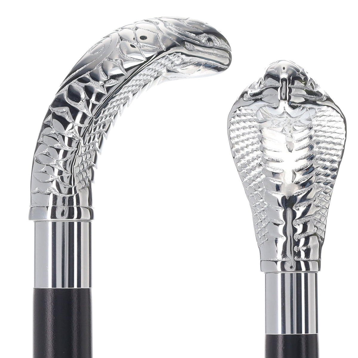 Chrome Plated Snake Handle Walking Cane w/ Custom Shaft and Collar - Tophatter Daily Deals