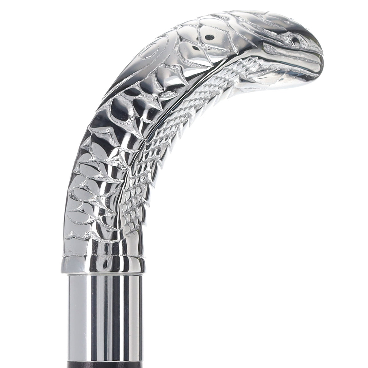 Chrome Plated Snake Handle Walking Cane w/ Custom Shaft and Collar - Tophatter Daily Deals