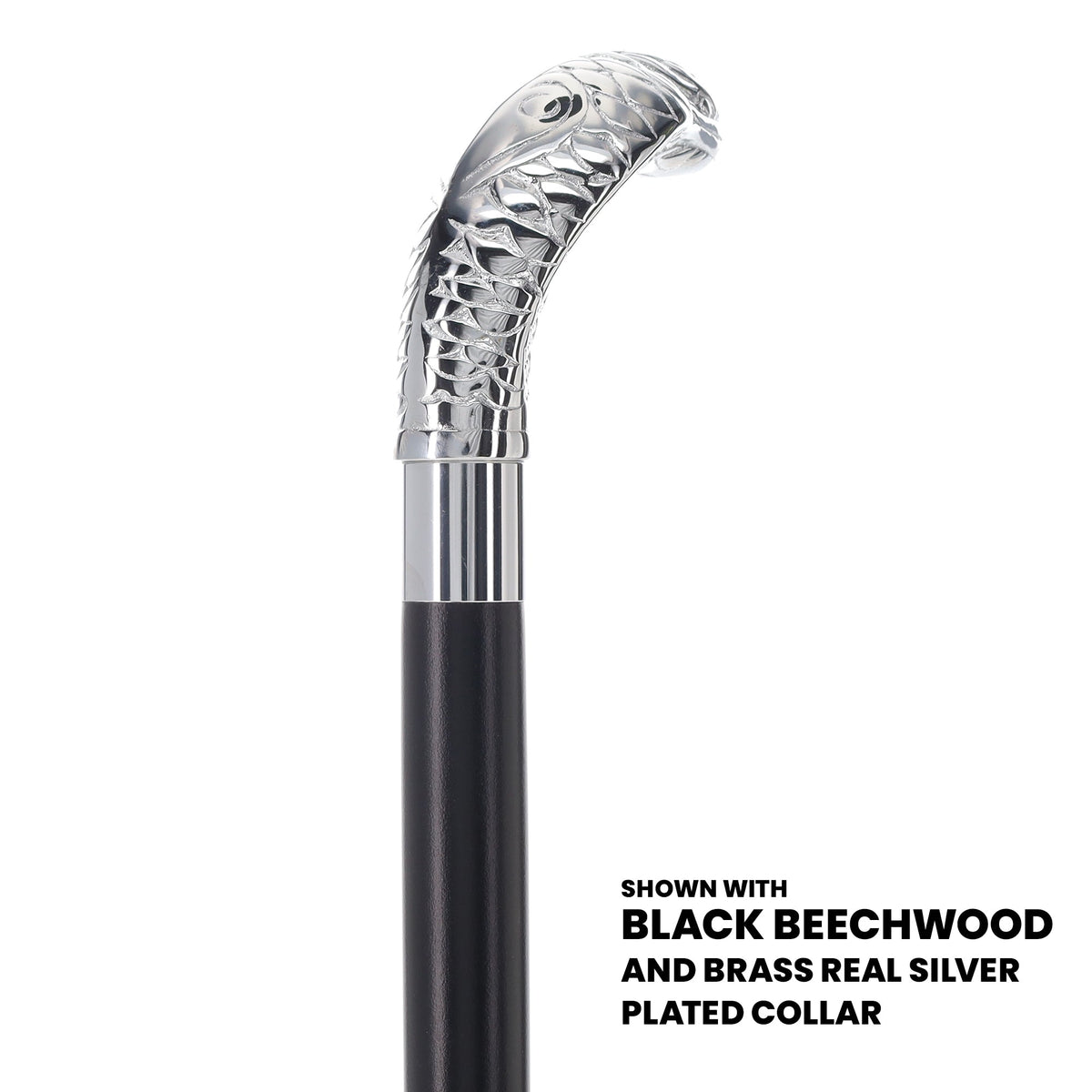 Chrome Plated Snake Handle Walking Cane w/ Custom Shaft and Collar - Tophatter Daily Deals