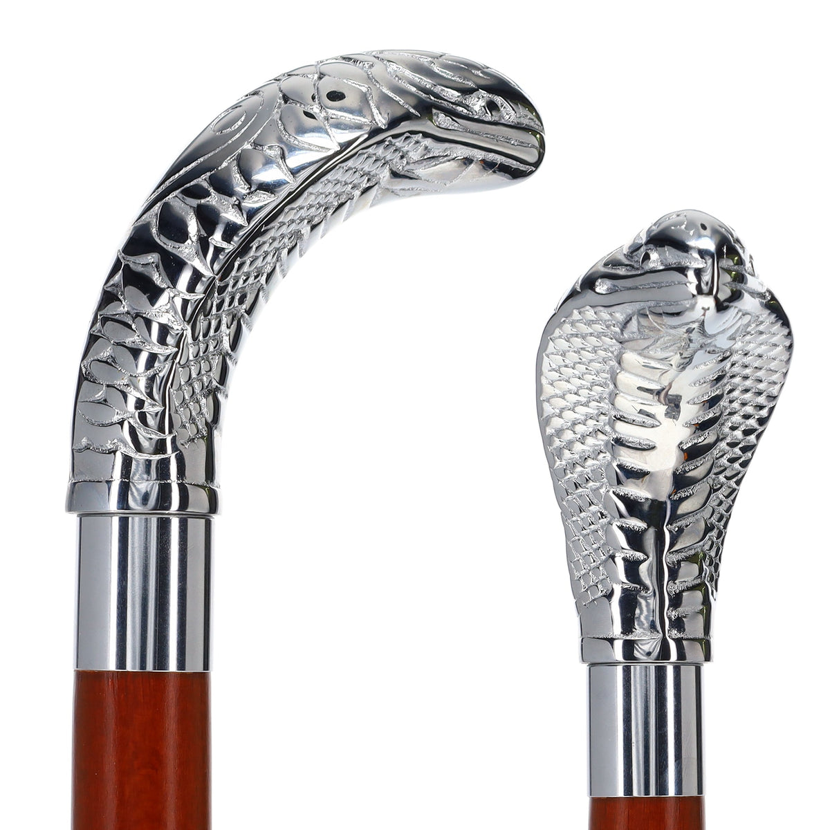 Chrome Plated Snake Handle Walking Cane w/ Custom Shaft and Collar - Tophatter Daily Deals