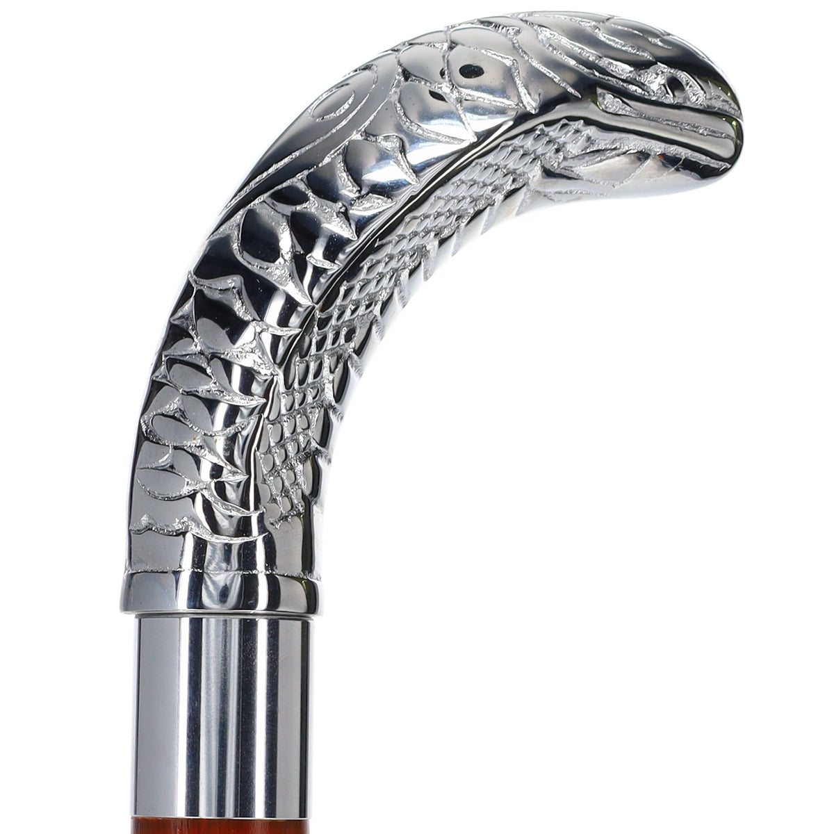 Chrome Plated Snake Handle Walking Cane w/ Custom Shaft and Collar - Tophatter Daily Deals
