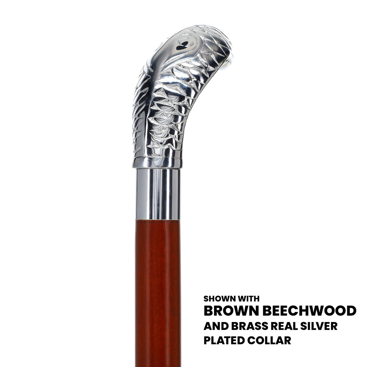 Chrome Plated Snake Handle Walking Cane w/ Custom Shaft and Collar - Tophatter Daily Deals