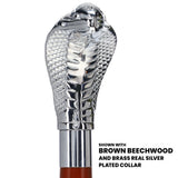 Chrome Plated Snake Handle Walking Cane w/ Custom Shaft and Collar - Tophatter Daily Deals