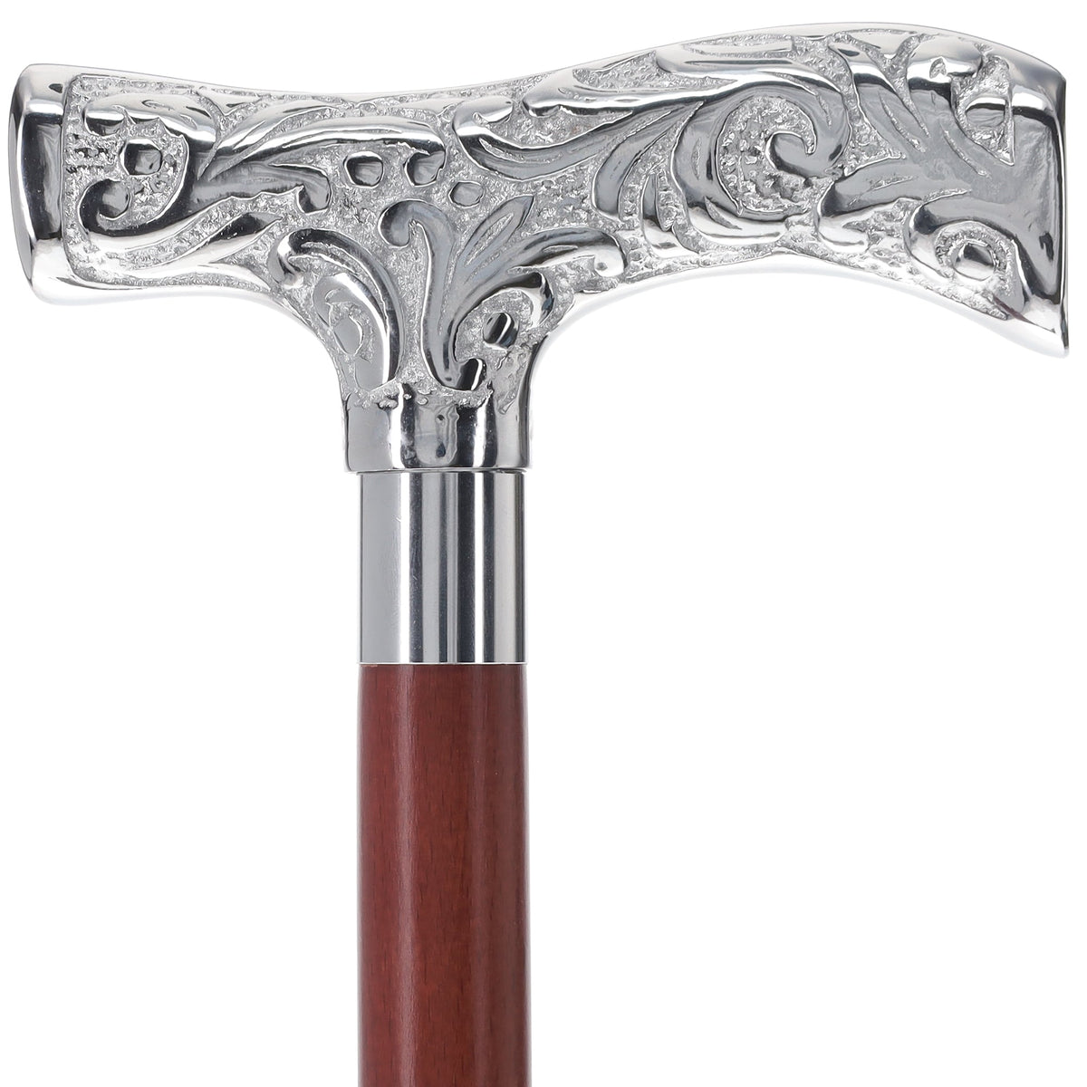 T-Handle Premium Chrome Brass Cane: Custom Shaft & Collar Plated Handle Walking Canes - Tophatter Daily Deals