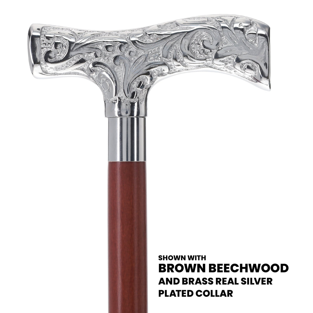 T-Handle Premium Chrome Brass Cane: Custom Shaft & Collar Plated Handle Walking Canes - Tophatter Daily Deals