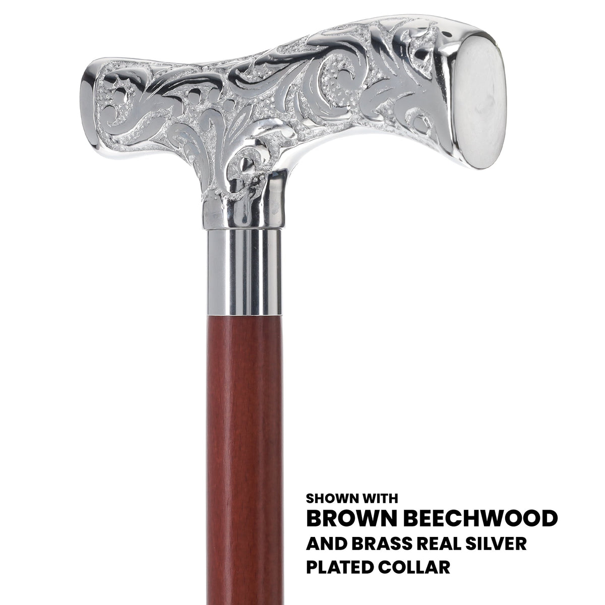 T-Handle Premium Chrome Brass Cane: Custom Shaft & Collar Plated Handle Walking Canes - Tophatter Daily Deals