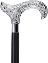 Derby Premium Chrome Brass Cane - Custom Shaft & Collar Plated Handle Walking Canes - Tophatter Daily Deals