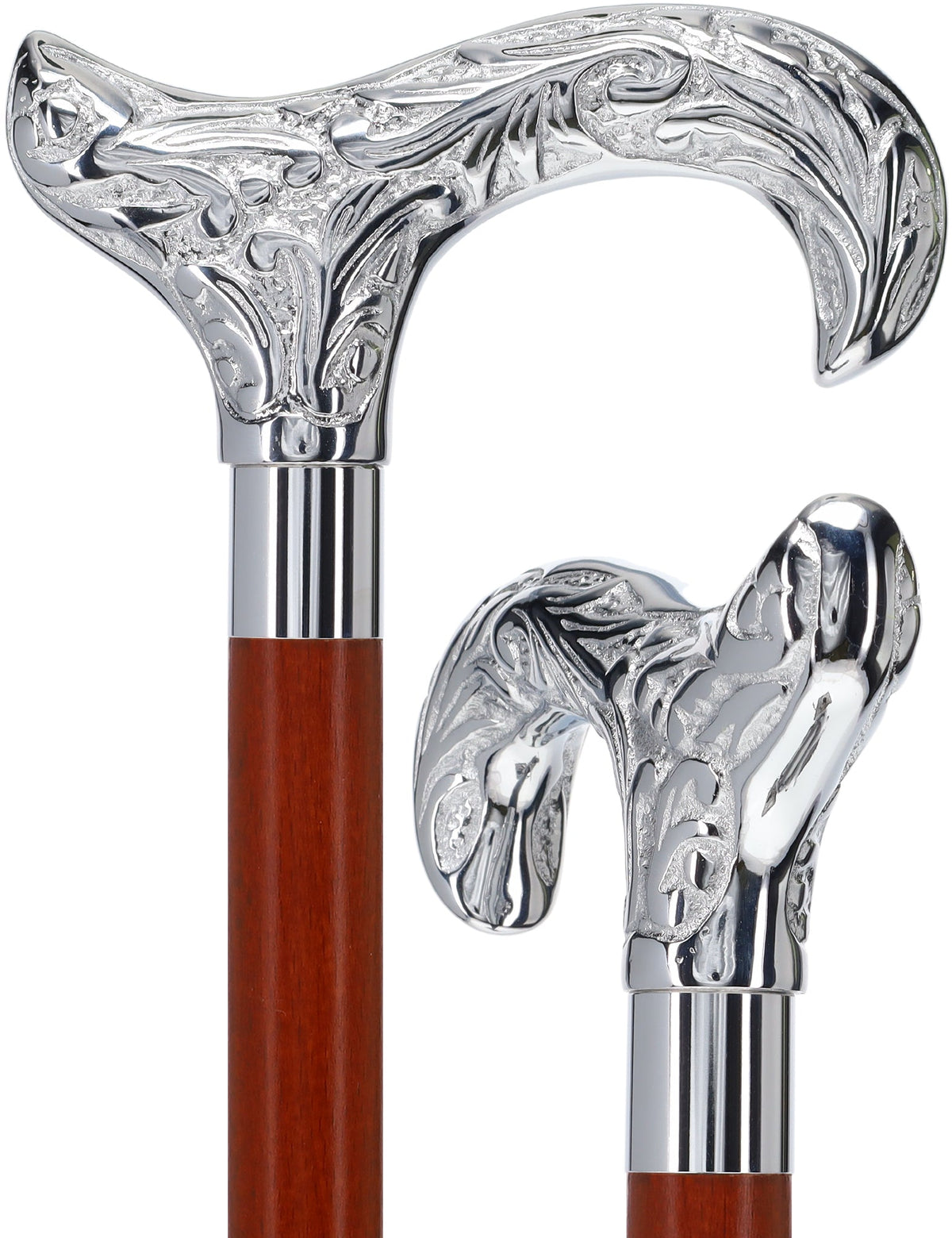 Derby Premium Chrome Brass Cane - Custom Shaft & Collar Plated Handle Walking Canes - Tophatter Daily Deals