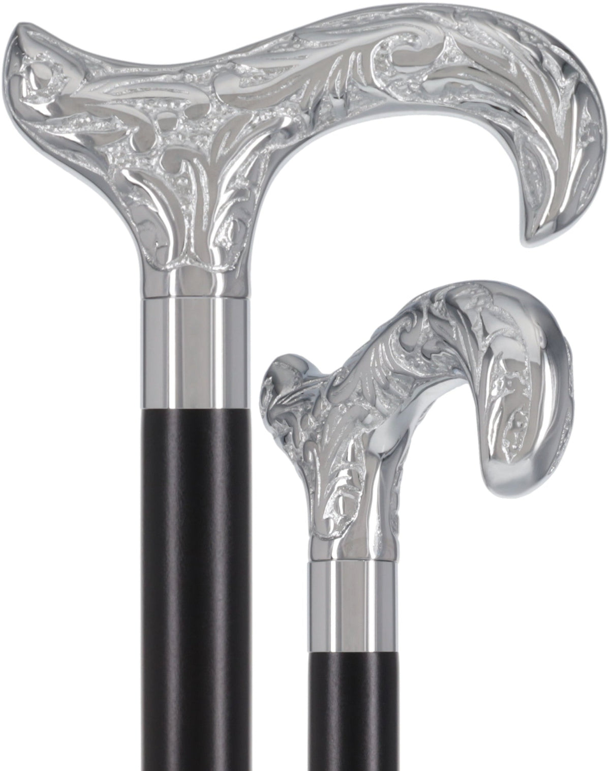 Derby Premium Chrome Brass Cane - Custom Shaft & Collar Plated Handle Walking Canes - Tophatter Daily Deals