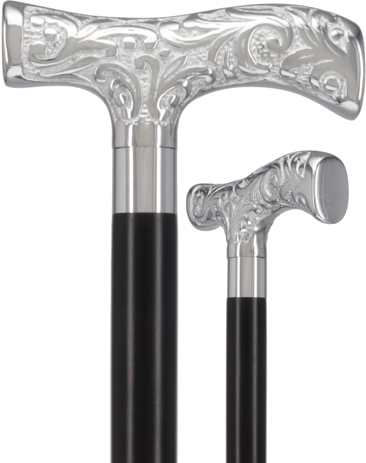 T-Handle Premium Chrome Brass Cane: Custom Shaft & Collar Plated Handle Walking Canes - Tophatter Daily Deals