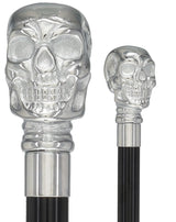 Skull Premium Chrome Brass Cane: Laser-Etched Custom Shaft Solid Black Skull Walking Canes Dragon Walking Canes - Tophatter Daily Deals