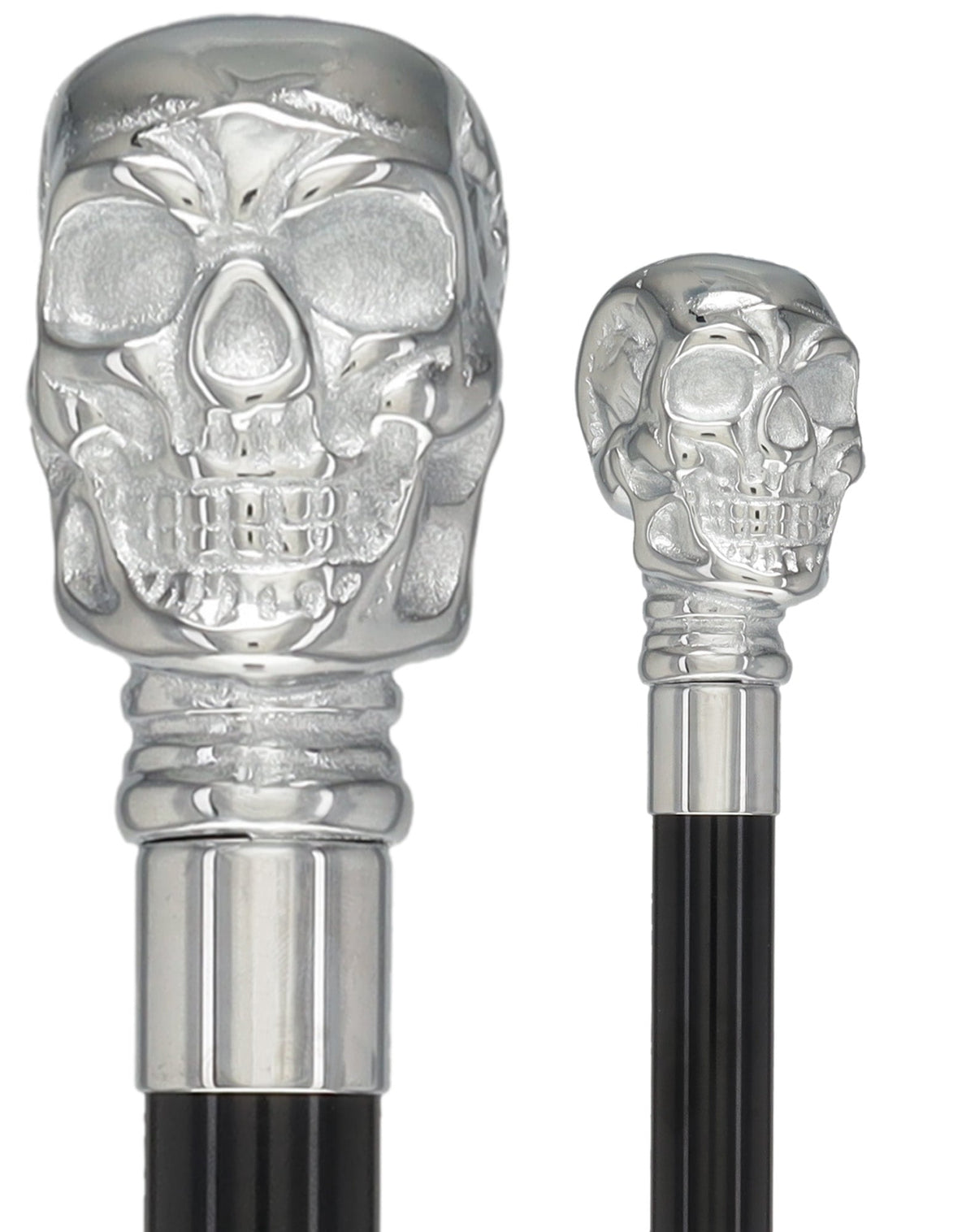 Skull Premium Chrome Brass Cane: Laser-Etched Custom Shaft Solid Black Skull Walking Canes Dragon Walking Canes - Tophatter Daily Deals