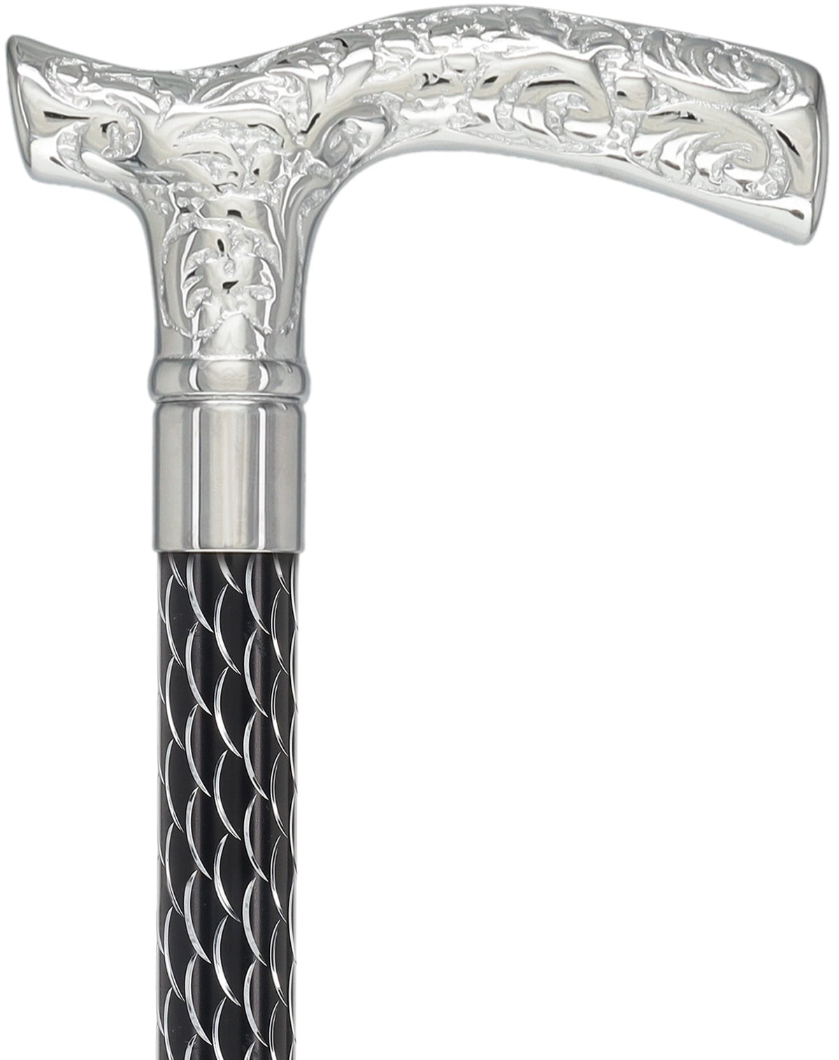 Fritz Premium Chrome Brass Cane: Laser-Etched Custom Shaft Plated Handle Walking Canes - Tophatter Daily Deals