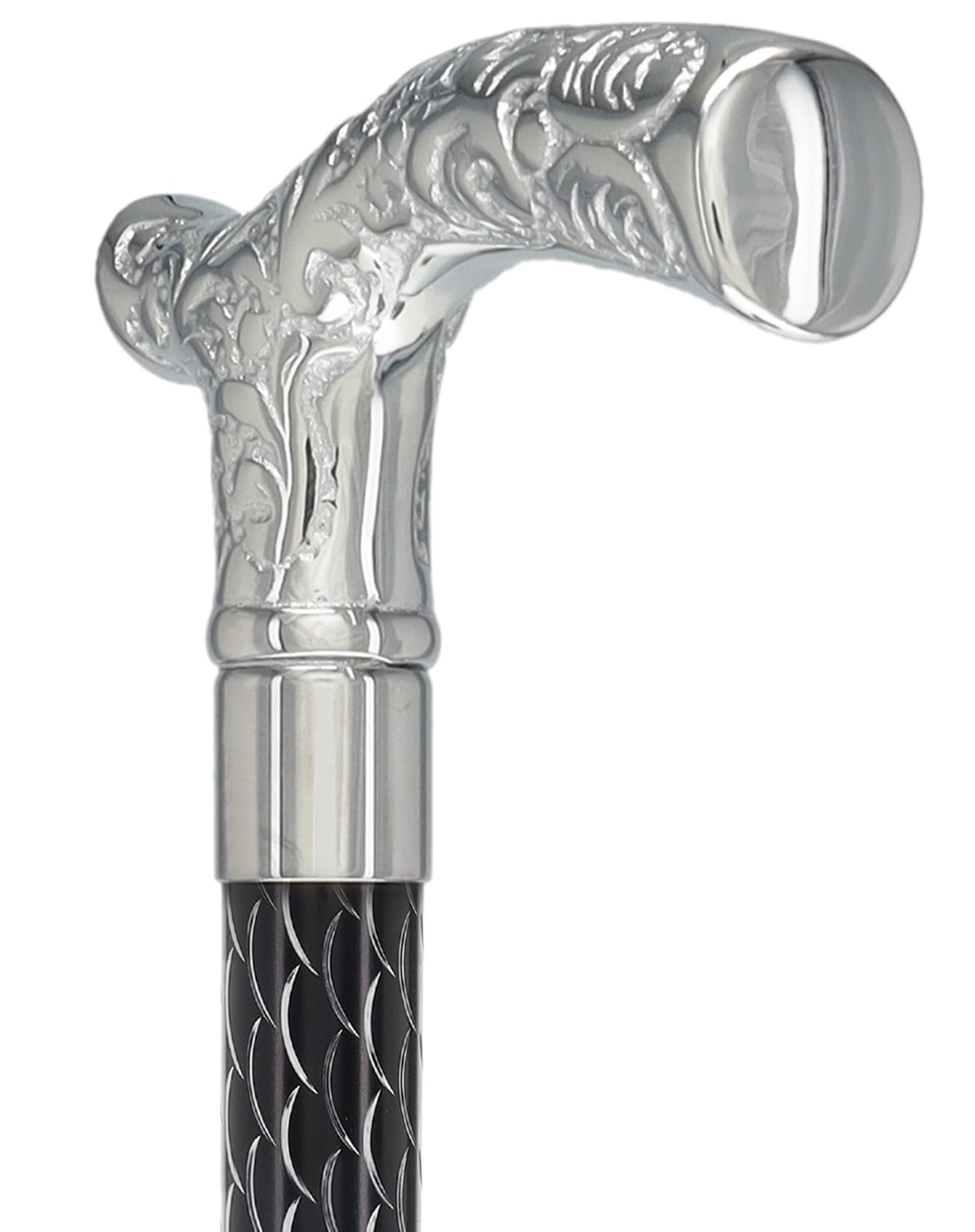 Fritz Premium Chrome Brass Cane: Laser-Etched Custom Shaft Plated Handle Walking Canes - Tophatter Daily Deals