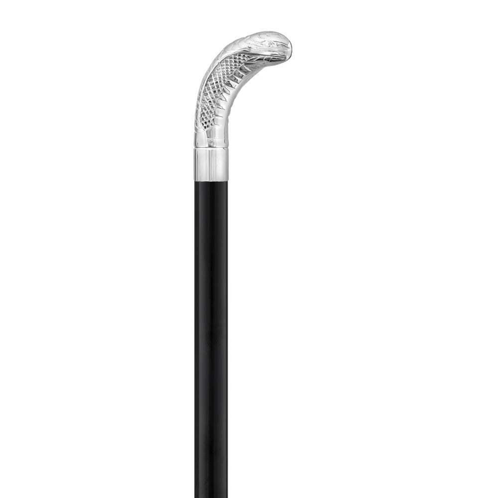 Snake Premium Chrome Brass Cane: Laser-Etched Custom Shaft Solid Black Snake Walking Canes - Tophatter Daily Deals